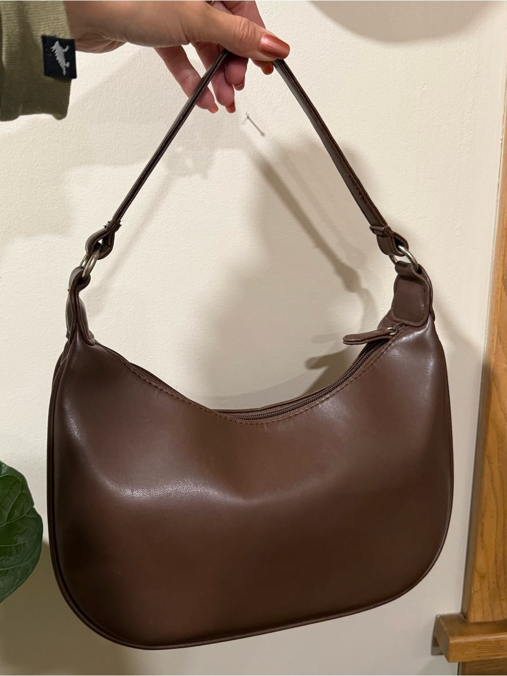 two-toned brown woven faux leather medium shoulder bag purse brand new - Picture 6 of 7